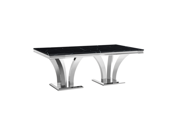 Dining Table with Silver and Black Top - LS_1767_BLACK - Image 2