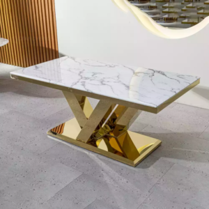 Rectangular Marble with Gold Dinning Table