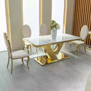 Rectangular Marble Dining Table Set
