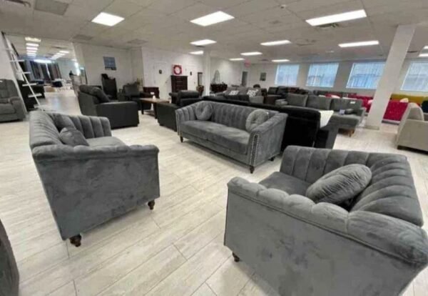 Soft and Comfortable Grey Velvet 3-Piece Sofa Set - Image 2