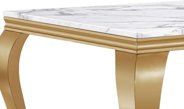 Rectangular Marble Gold Dining Table - Image 2