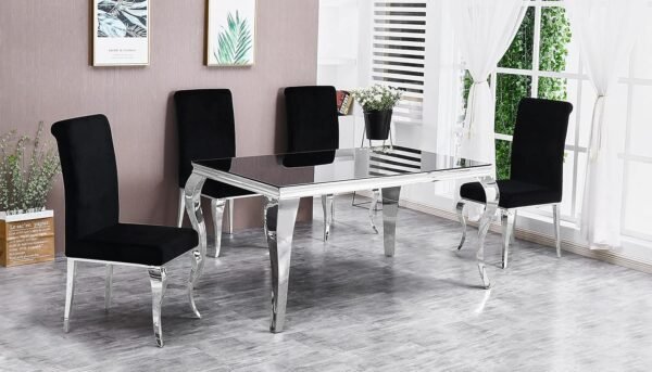 Best Furniture 5 Pc Modern Glass Dining Table in Silver - Image 2
