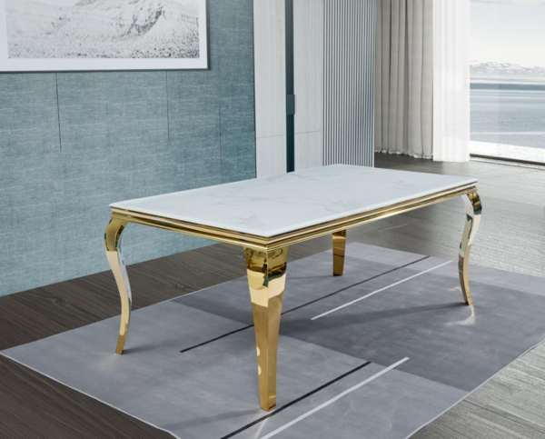 Rectangular Marble Gold Dining Table