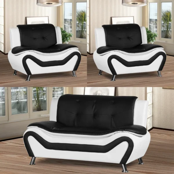 Black+White Luxury Leather Sofa Set