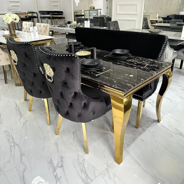 Chelsea Cream Velvet Dining Set - Image 5