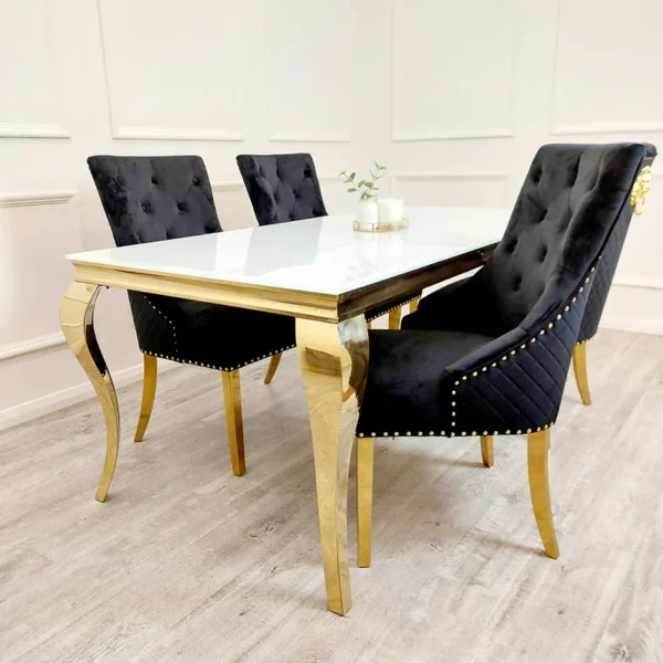 Chelsea Cream Velvet Dining Set - Image 7