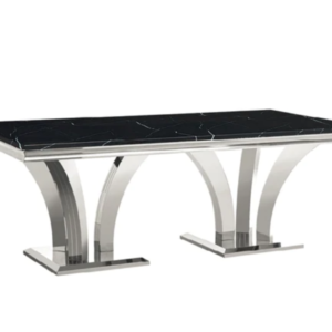 Dining Table with Silver and Black Top - LS_1767_BLACK