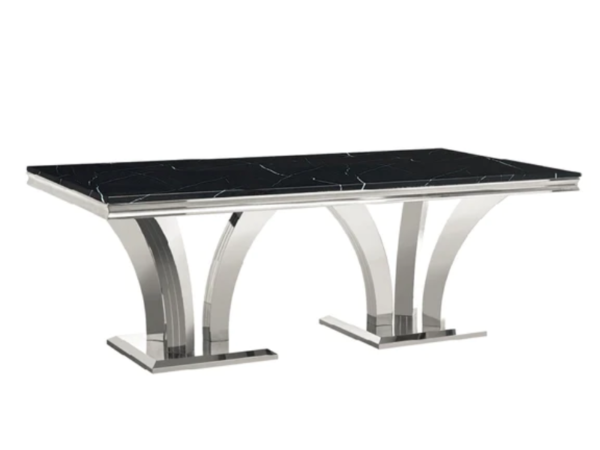 Dining Table with Silver and Black Top - LS_1767_BLACK