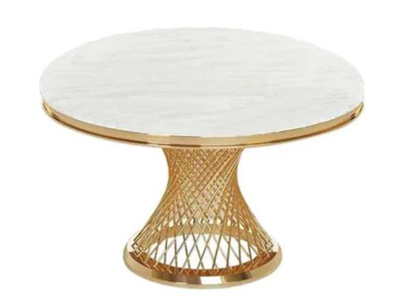 Round Marble with Chrome Dinning Set - Image 2