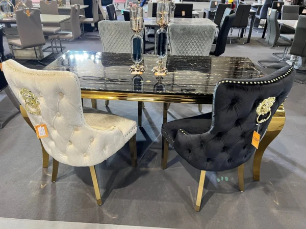 Chelsea Cream Velvet Dining Set - Image 4