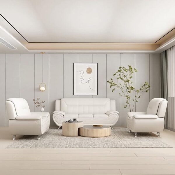 White Luxury Leather Sofa Set