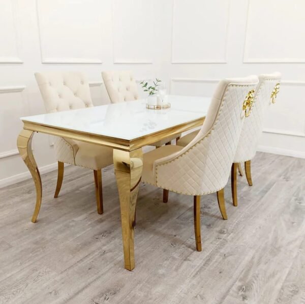 Chelsea Cream Velvet Dining Set