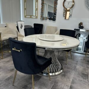 Round marble Dining Table & Chair Set