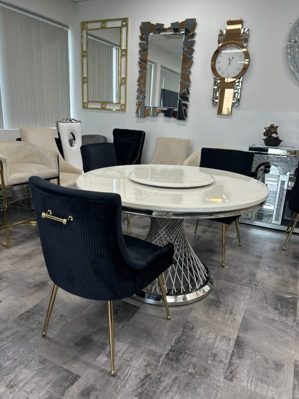Round marble Dining Table & Chair Set