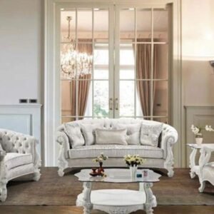 Pearl White Wood Sofa Set