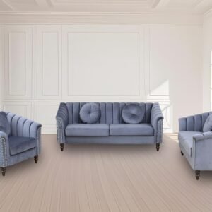 Soft and Comfortable Grey Velvet 3-Piece Sofa Set