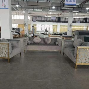 Sabrina Grey/Gold 3 Pcs Sofa Set