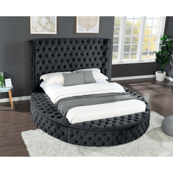 Black Round Ambassador Storage Bed Frame