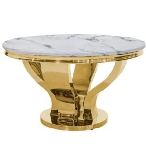 Dining Table with White Italian Marble Table Top - GOLD "IVORY"