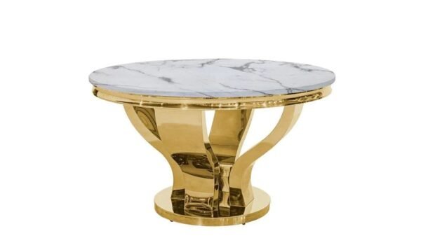 Dining Table with White Italian Marble Table Top - GOLD "IVORY"
