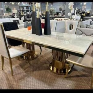 Rectangular Marble Gold Dinning Table