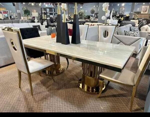 Rectangular Marble Gold Dinning Table