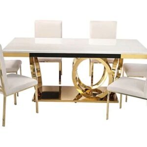 Dining Table with Gold and White Finish - LS_980 IVORY