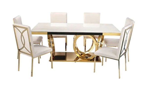 Dining Table with Gold and White Finish - LS_980 IVORY