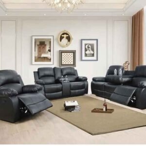 Black Modern Recliner Sofa Set