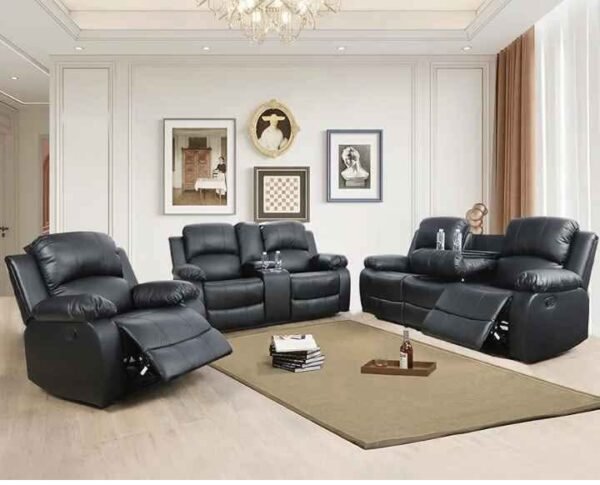Black Modern Recliner Sofa Set