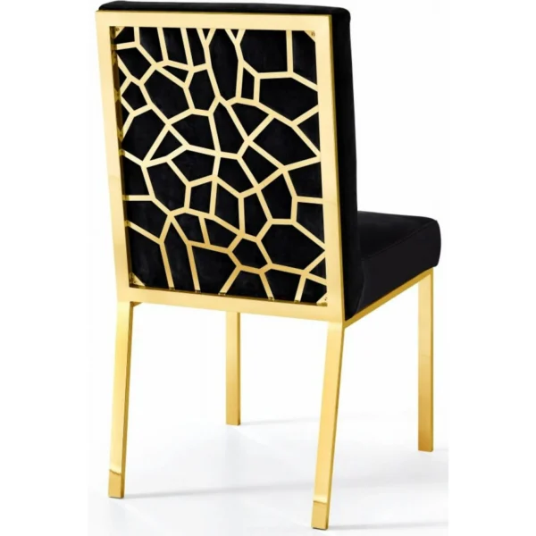 Black Dining Chair with Gold Accents - Modern and Luxurious Design - Image 3