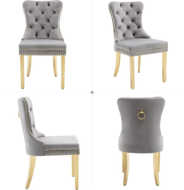 EMILY Grey/Gold Dining Chair - Image 2