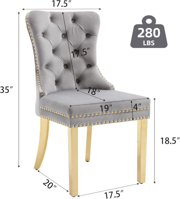 EMILY Grey/Gold Dining Chair - Image 3