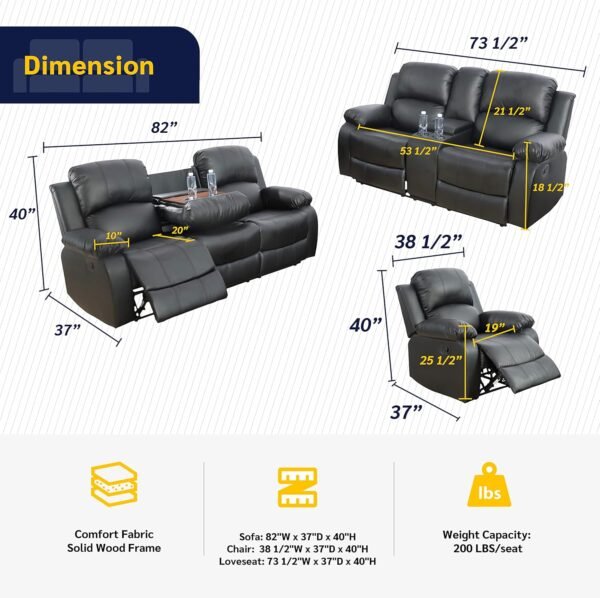 Modern Recliner Sofa Set - Image 3