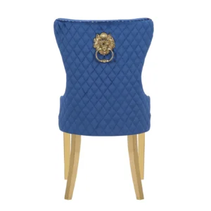 Shawn Blue/Gold Dining Chair with Lion Head