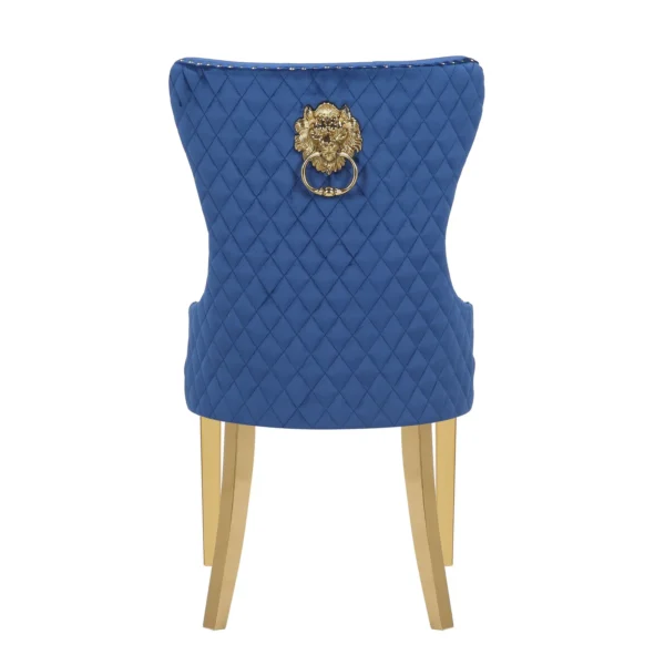Shawn Blue/Gold Dining Chair with Lion Head