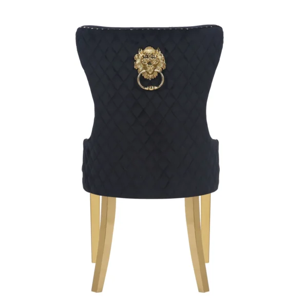Shawn Black/Gold Dining Chair with Lion Head - Image 2