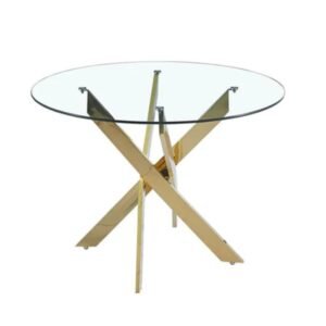 Round Glass Dining Table with Gold Leg – Modern and Elegant