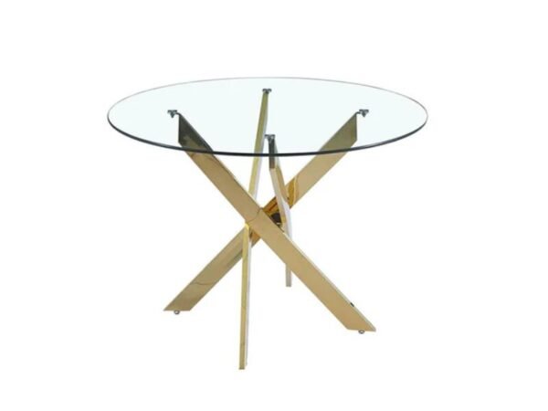 Round Glass Dining Table with Gold Leg – Modern and Elegant