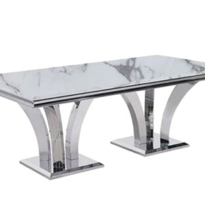 Dining Table with Silver and White Finish – Modern and Sleek Design