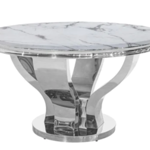 Dining Table with White Italian Marble Table Top - SILVER