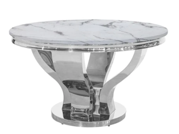Dining Table with White Italian Marble Table Top - SILVER