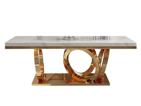 Dining Table with Gold and White Finish - LS_980 IVORY - Image 2