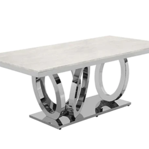 Dining Table with Silver and Ivory Finish - IVORY WHITE