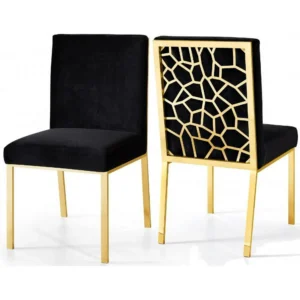 Black Dining Chair with Gold Accents - Modern and Luxurious Design