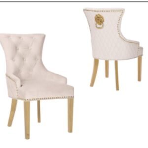 Shawn Beige/Gold Lion Head Dining Chair