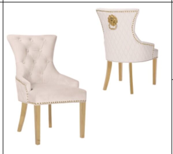 Shawn Beige/Gold Lion Head Dining Chair