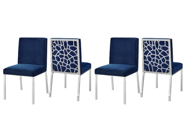 Blue Dining Chair with Silver Metal Legs - Image 2