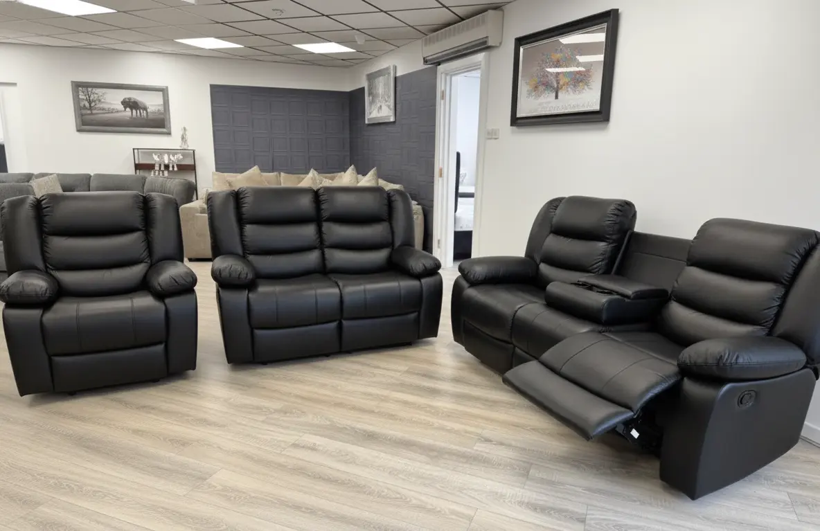 manual leather reclining sofa