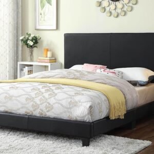 Black Leather Faux Bed Frame
